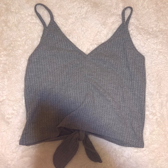 Grey Polyester Tied Tank Top - Picture 2 of 2